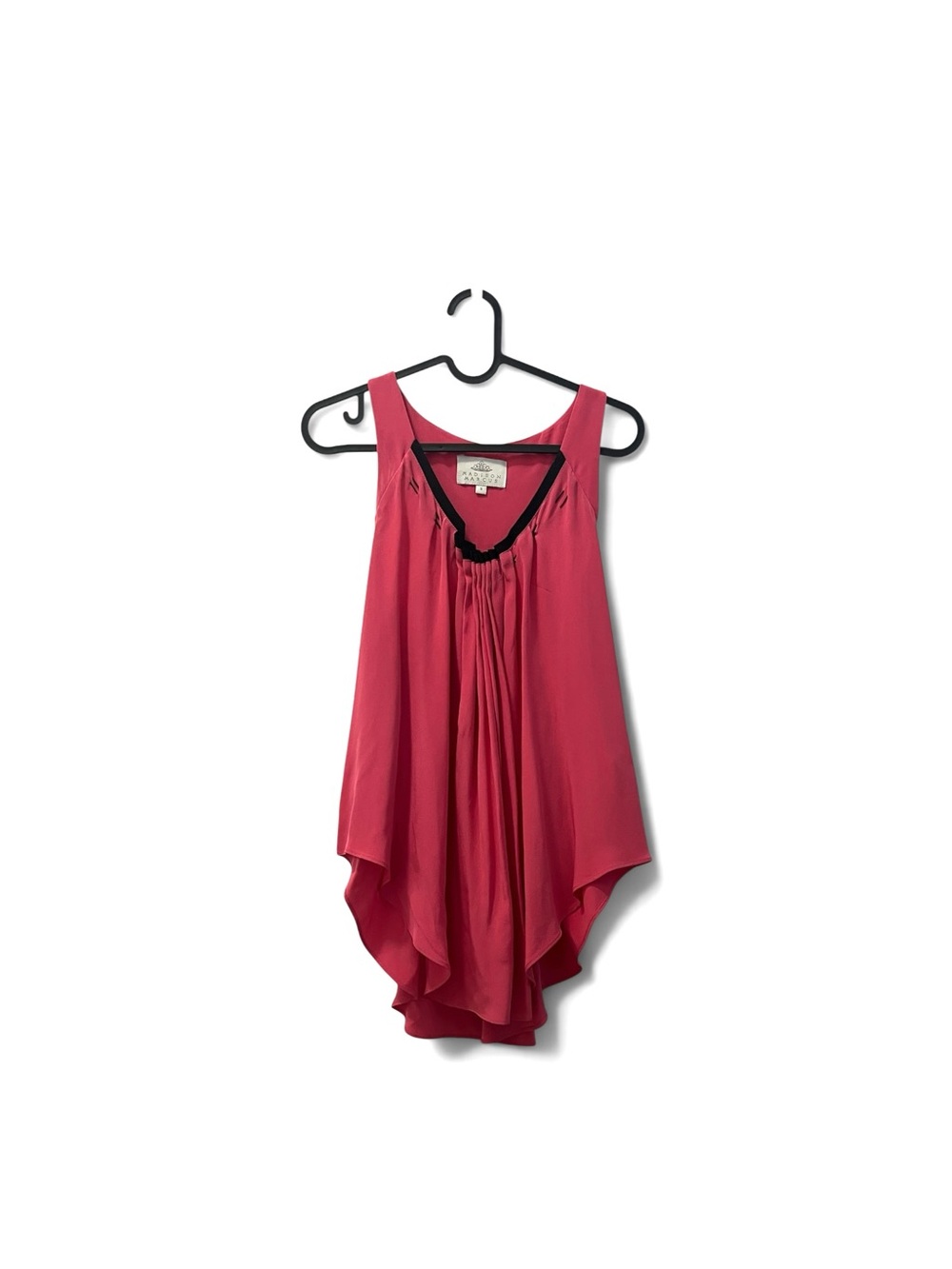 Madison Marcus 100% Silk Raspberry Draped Sleeveless Handkerchief Blouse Y2K, S